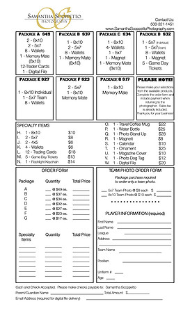 Sports Order Form